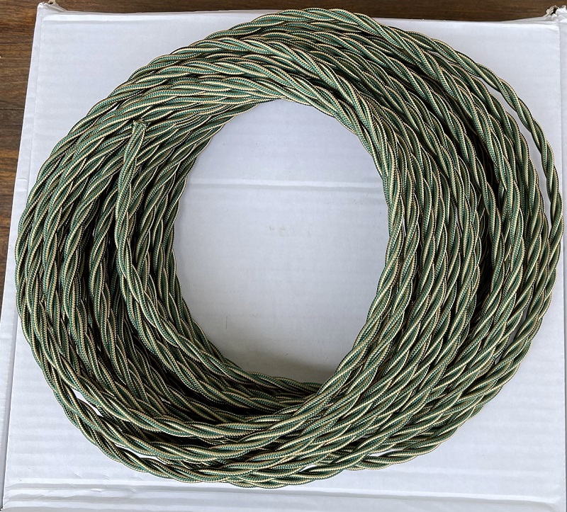 SK kabel točený, syntetické hedvábí, 3 x 1,0 mmq, zelenohnědý