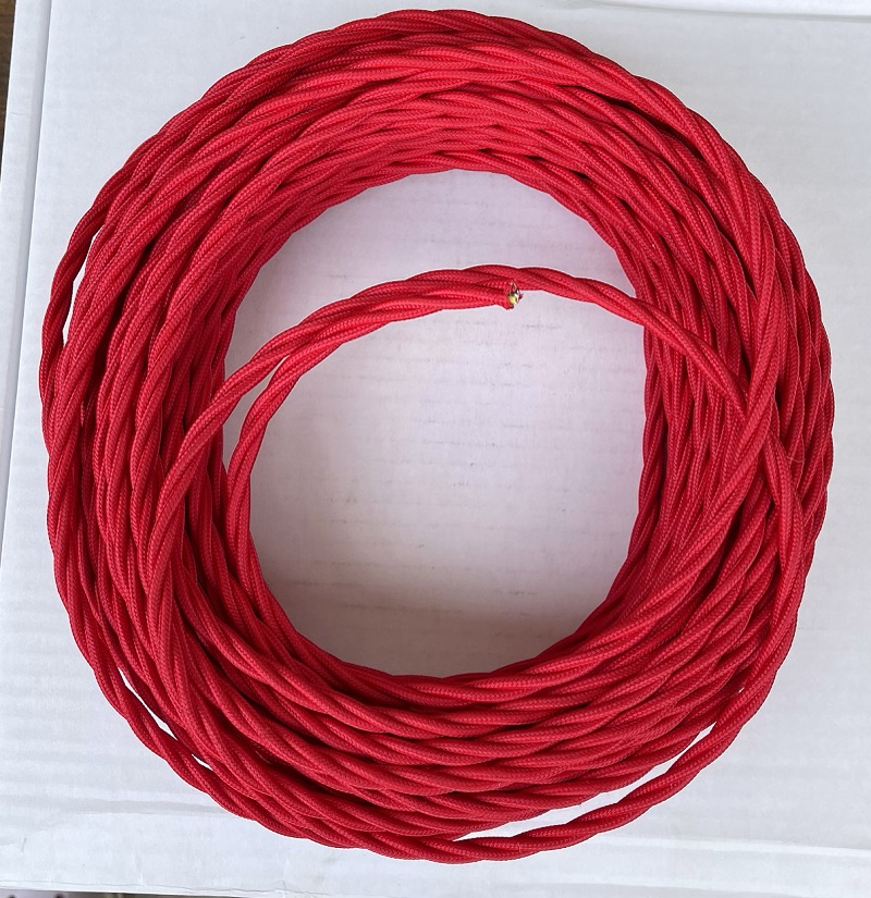 SK kabel točený, syntetické hedvábí, 3 x 0,75 mmq, červený