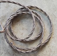 SK kabel točený, syntetické hedvábí, 3 x 0,75 mmq, hnědý proužek