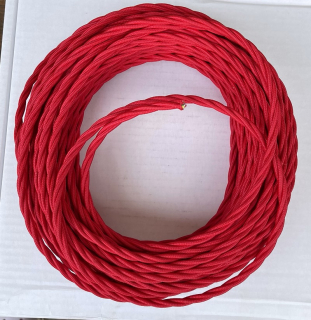SK kabel točený, syntetické hedvábí, 3 x 0,75 mmq, červený