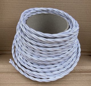 SK kabel točený, syntetické hedvábí, 3 x 0,75 mmq, bílý
