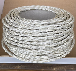 SK kabel točený, synt. hedvábí, 3 x 0,75 mmq, slonovina